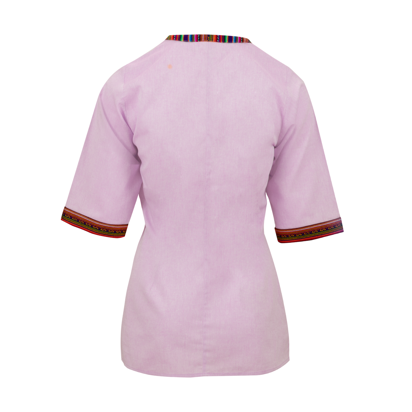 Lilac Cotton Nehru Shirt With Colourful Trim