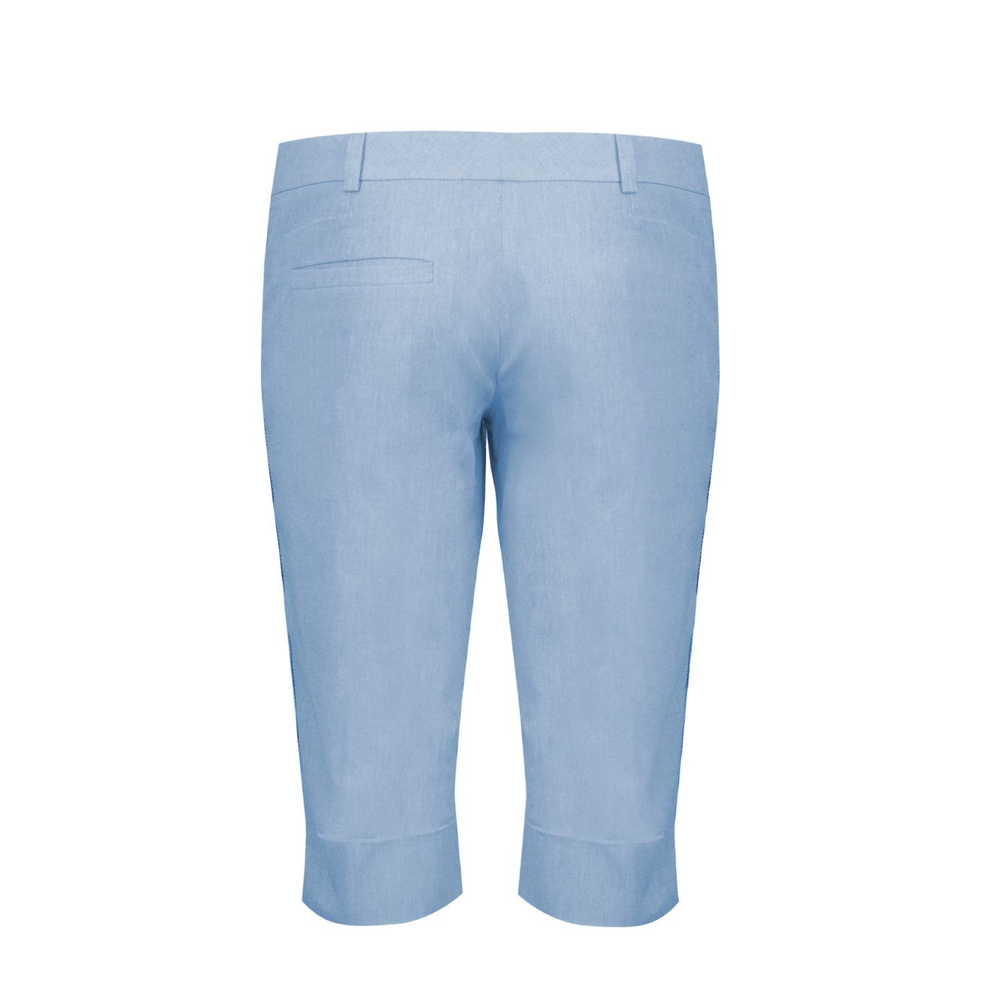 Blue Cotton Capri Trousers With Colourful Trim