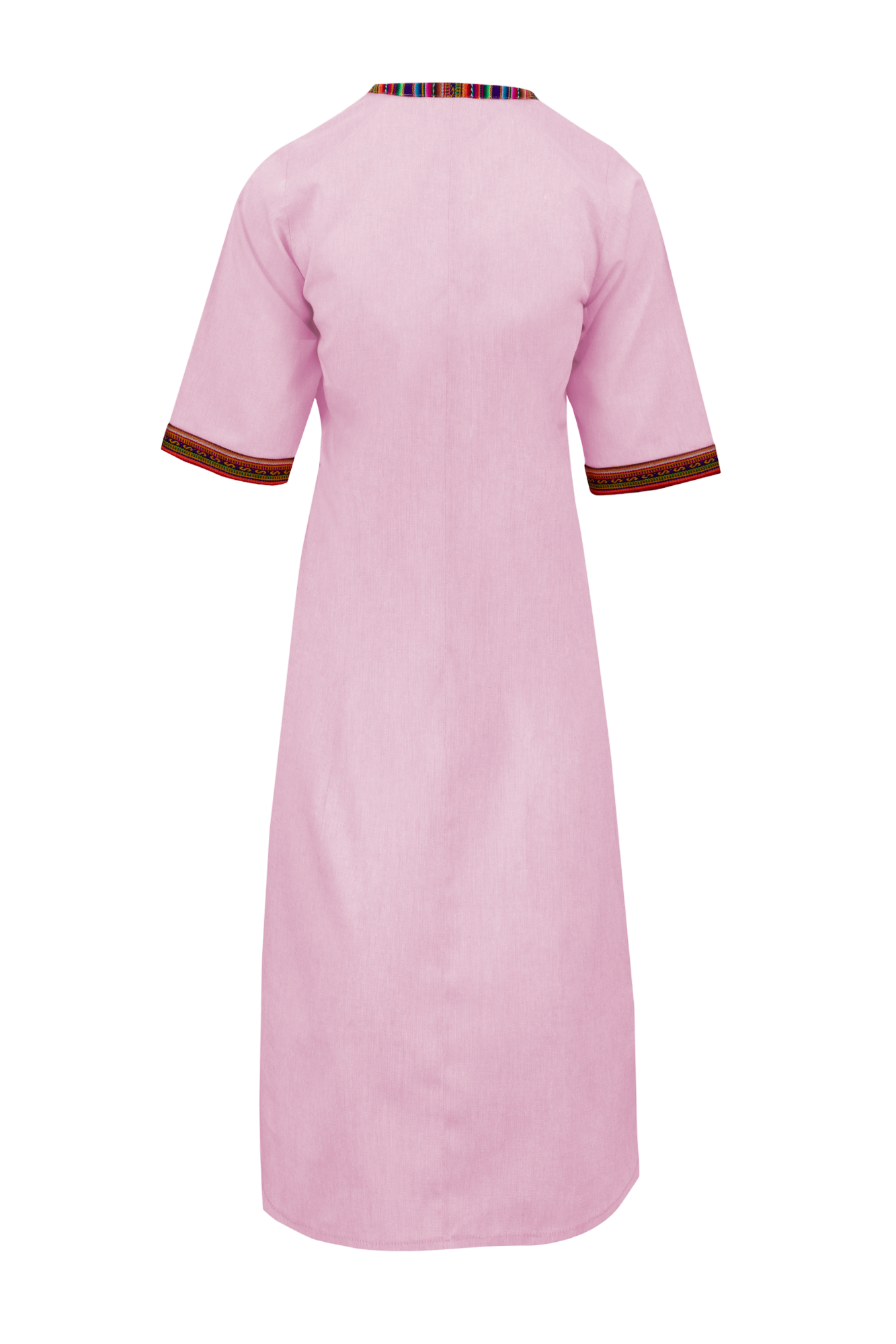 Lilac Cotton Nehru Kaftan Dress Dress With Colourful Trim